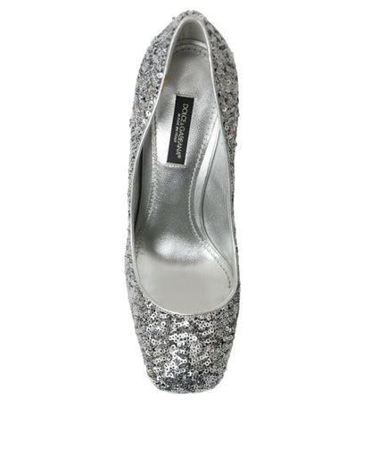 Zapatos de tacón Dolce & Gabbana plateados con lentejuelas
