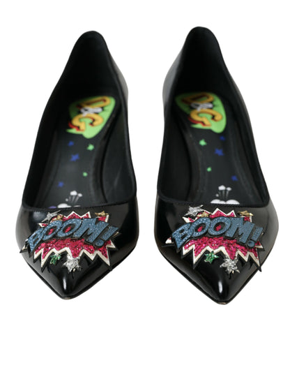 Zapatos de tacón Dolce & Gabbana de cuero negro con parche BOOM