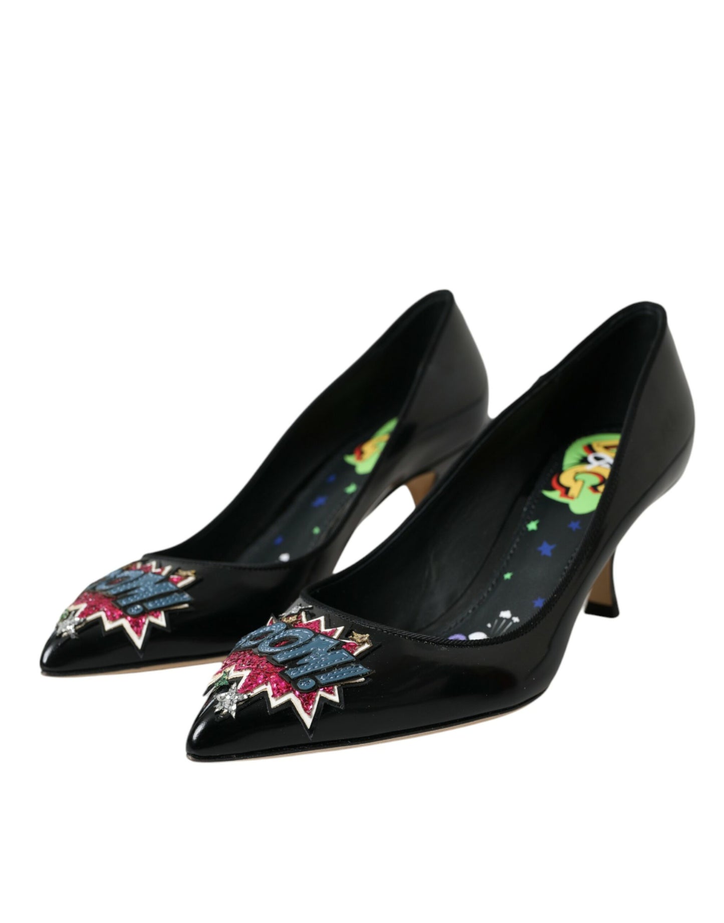 Zapatos de tacón Dolce & Gabbana de cuero negro con parche BOOM