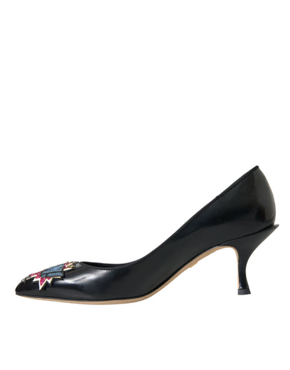 Zapatos de tacón Dolce & Gabbana de cuero negro con parche BOOM