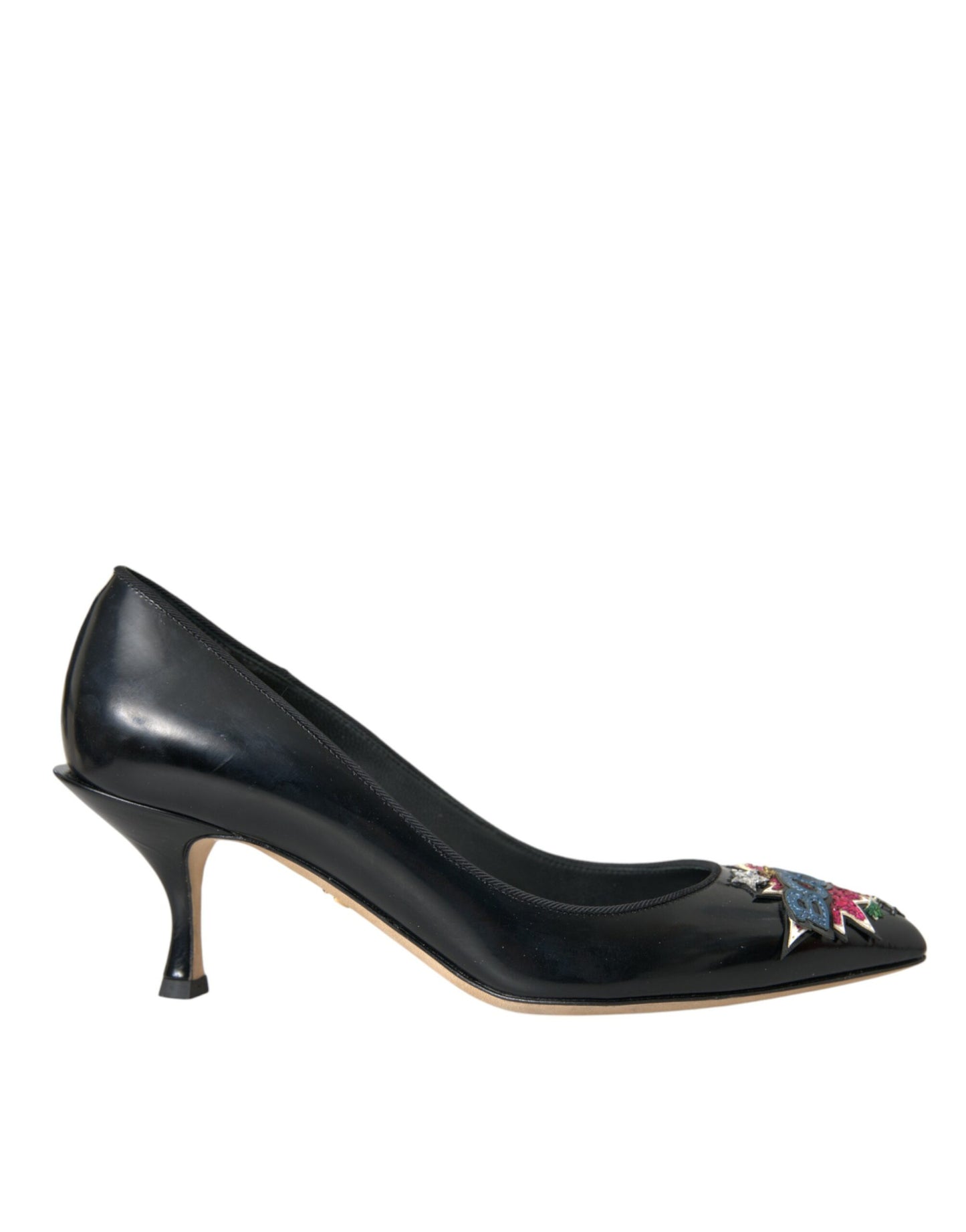 Zapatos de tacón Dolce & Gabbana de cuero negro con parche BOOM
