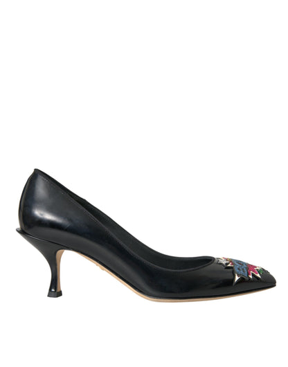 Zapatos de tacón Dolce & Gabbana de cuero negro con parche BOOM