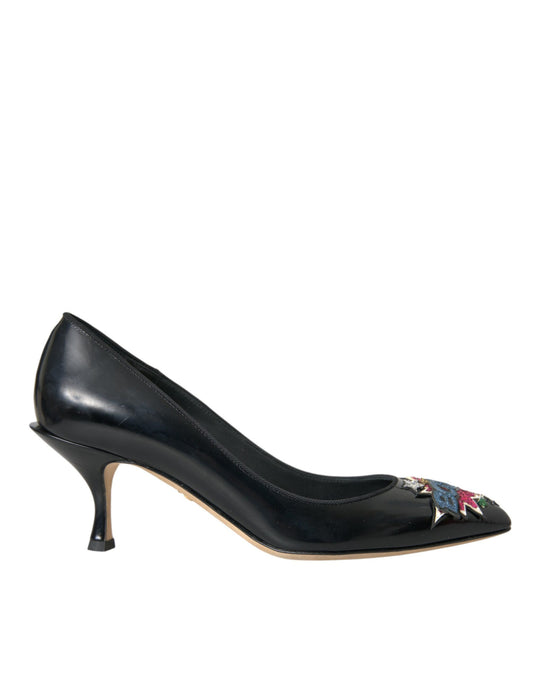 Zapatos de tacón Dolce & Gabbana de cuero negro con parche BOOM