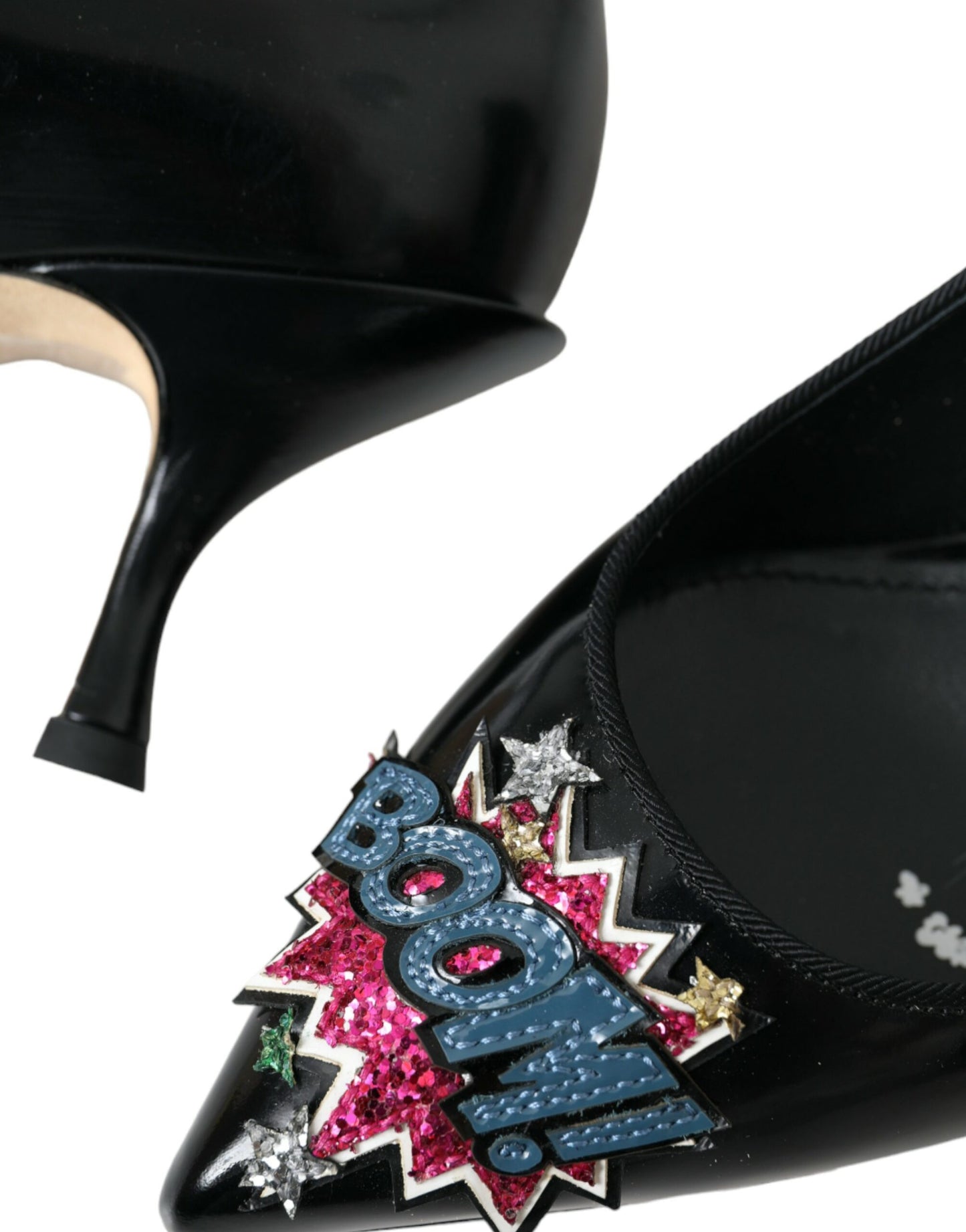 Zapatos de tacón Dolce & Gabbana de cuero negro con parche BOOM