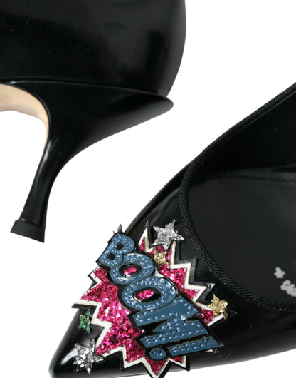 Zapatos de tacón Dolce & Gabbana de cuero negro con parche BOOM
