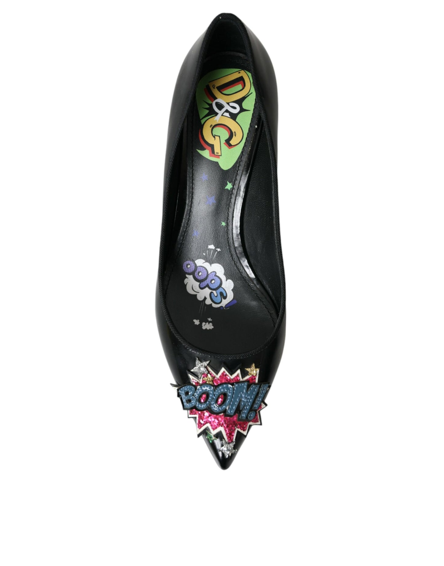 Zapatos de tacón Dolce & Gabbana de cuero negro con parche BOOM