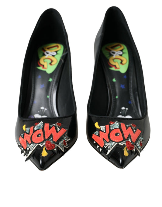 Zapatos de Tacón Dolce & Gabbana de Piel Negra con Parches WOW