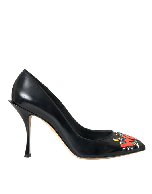 Zapatos de Tacón Dolce & Gabbana de Piel Negra con Parches WOW