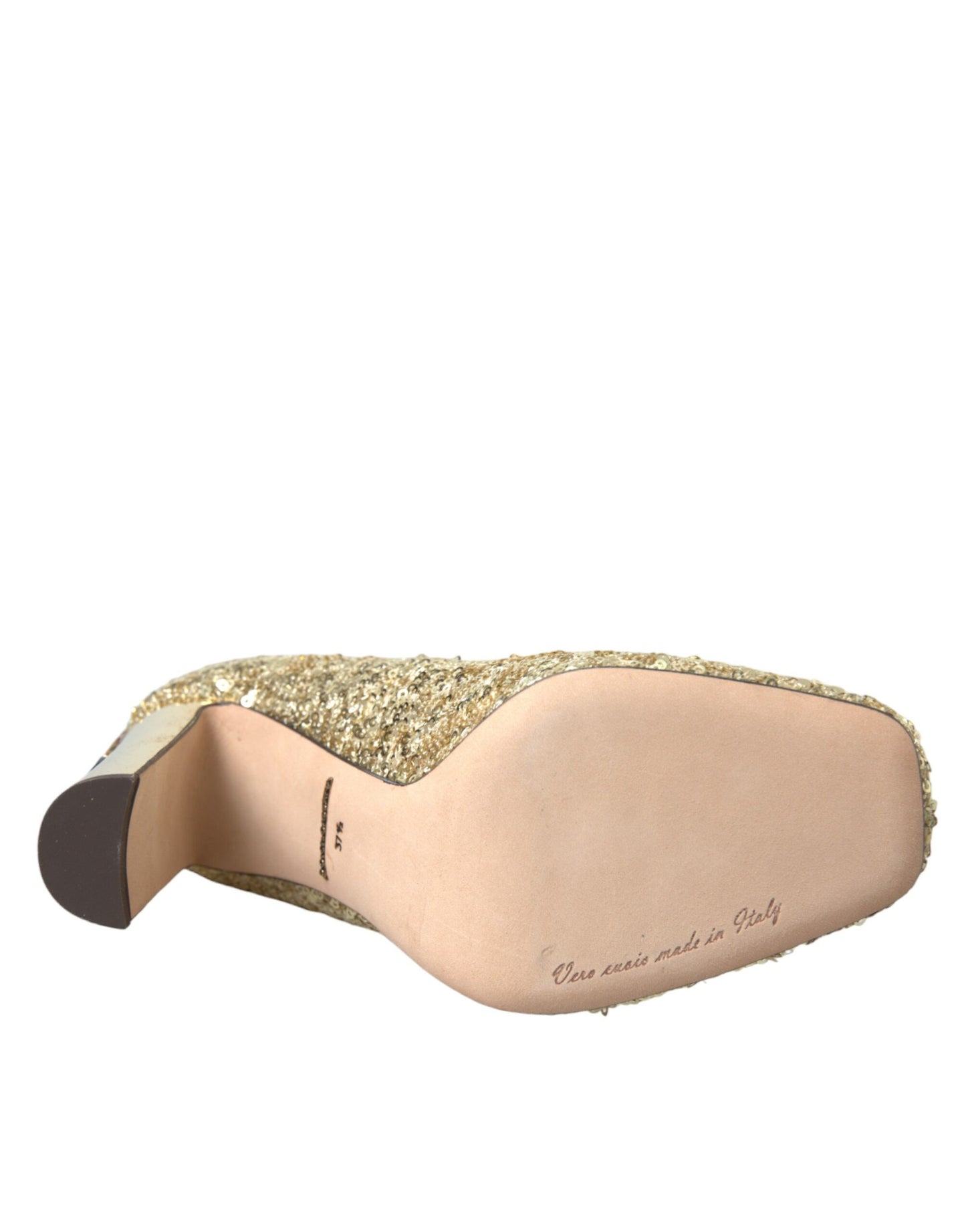 Zapatos de tacón Dolce & Gabbana de lentejuelas doradas con cristales