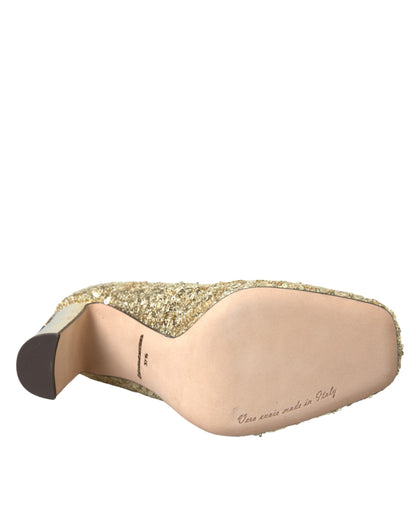 Zapatos de tacón Dolce & Gabbana de lentejuelas doradas con cristales