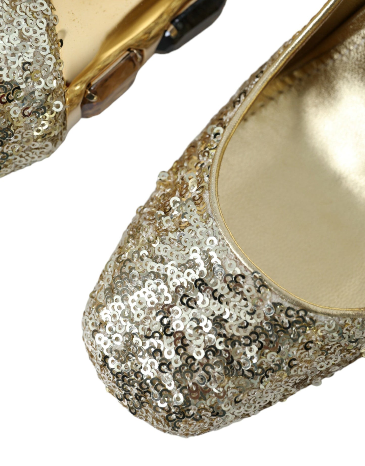 Zapatos de tacón Dolce & Gabbana de lentejuelas doradas con cristales