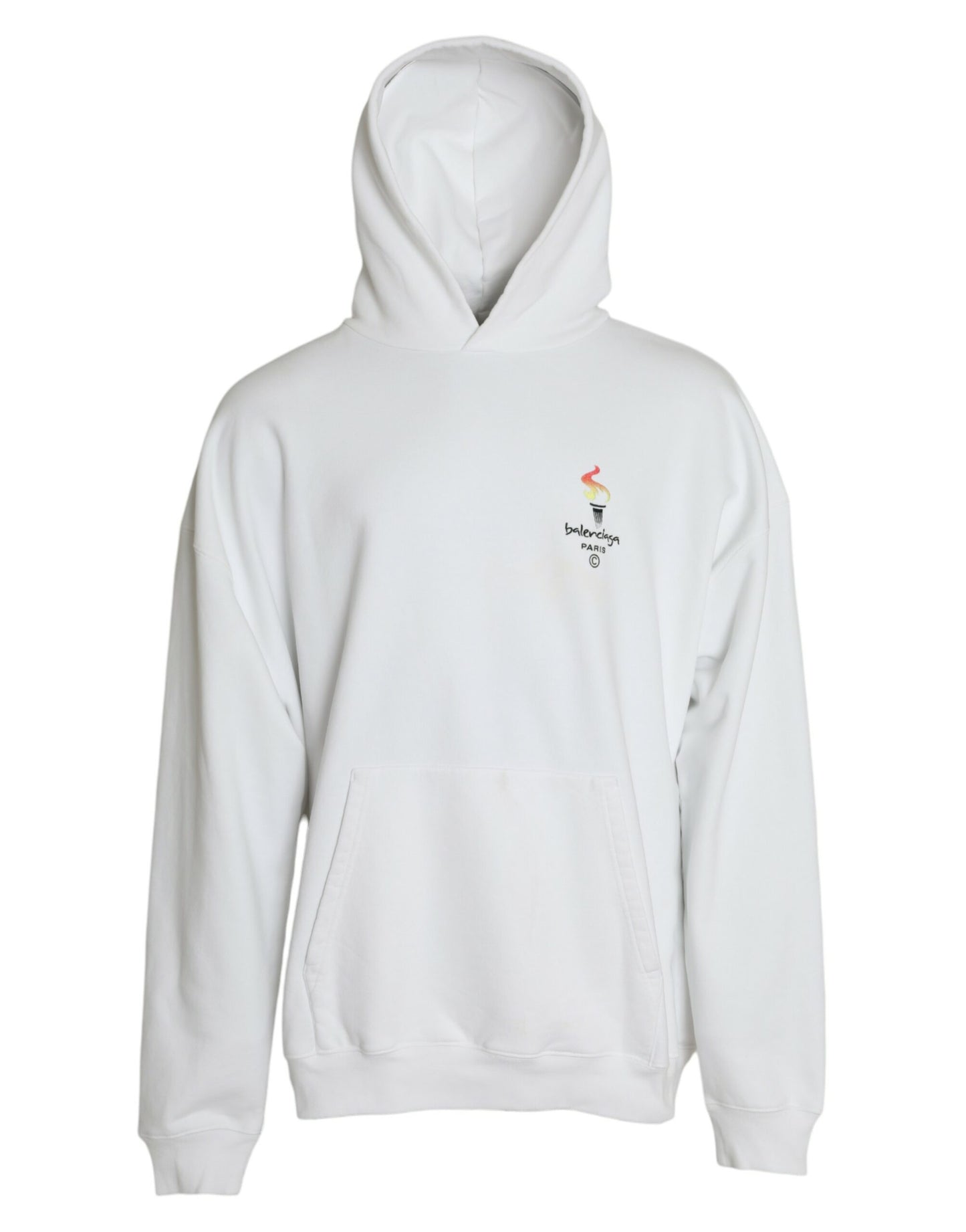 Sudadera con capucha y logo de algodón blanco Balenciaga