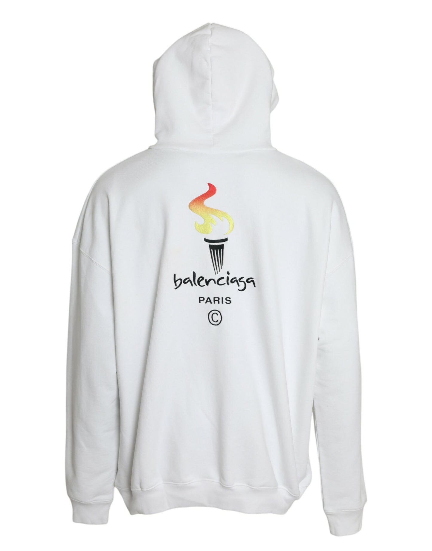 Sudadera con capucha y logo de algodón blanco Balenciaga