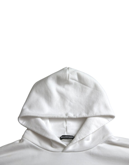 Sudadera con capucha y logo de algodón blanco Balenciaga