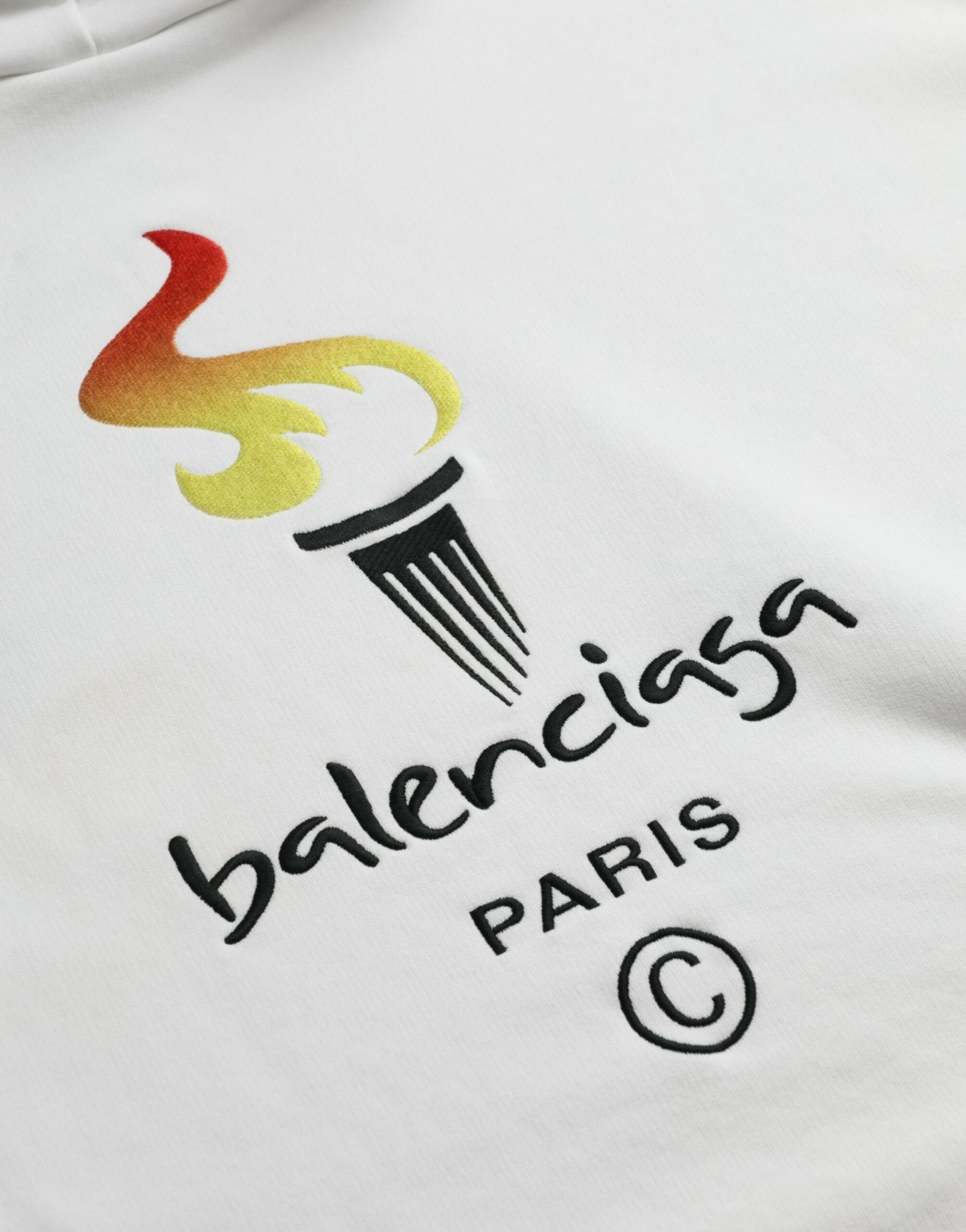 Sudadera con capucha y logo de algodón blanco Balenciaga