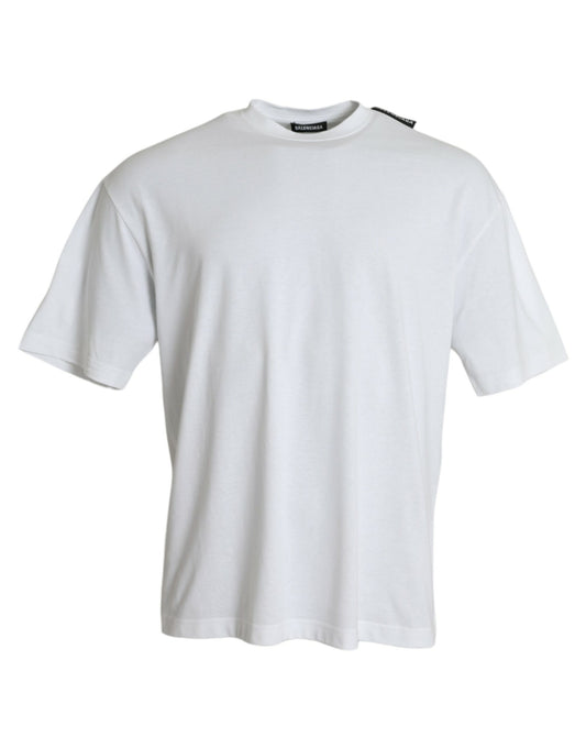 Camiseta Balenciaga de cuello redondo de algodón de color blanquecino