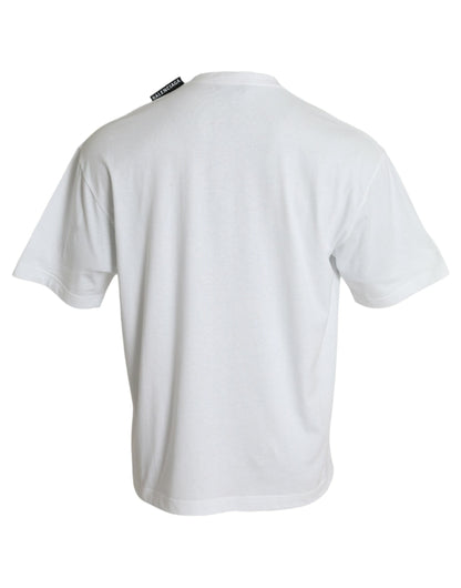Camiseta Balenciaga de cuello redondo de algodón de color blanquecino