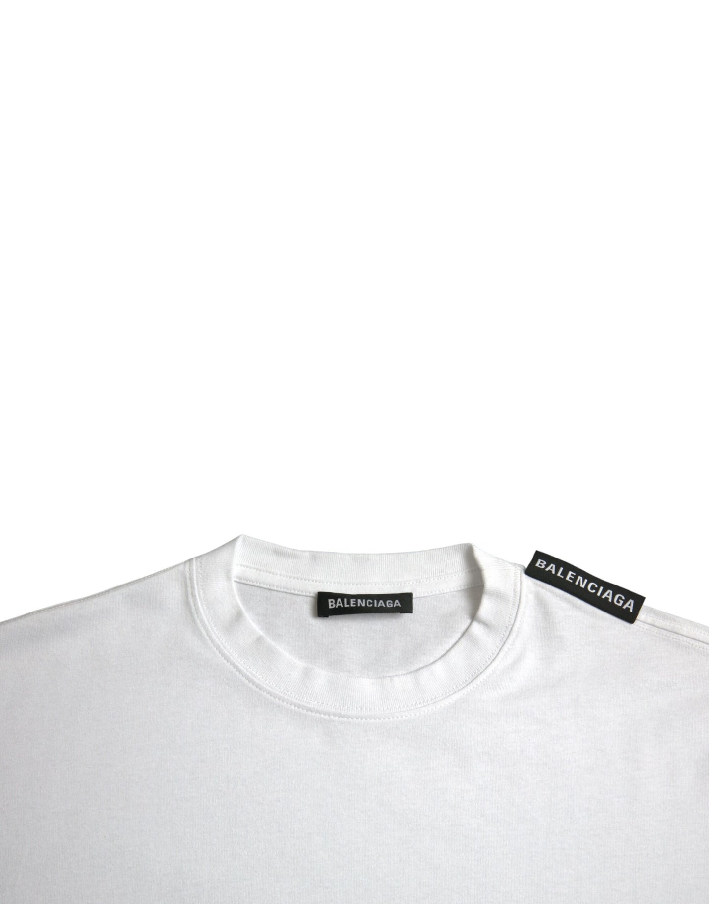 Camiseta Balenciaga de cuello redondo de algodón de color blanquecino