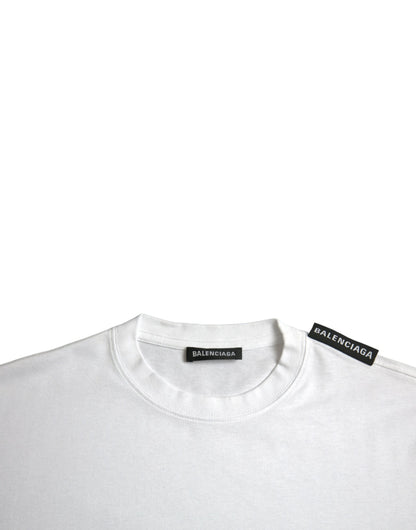 Camiseta Balenciaga de cuello redondo de algodón de color blanquecino