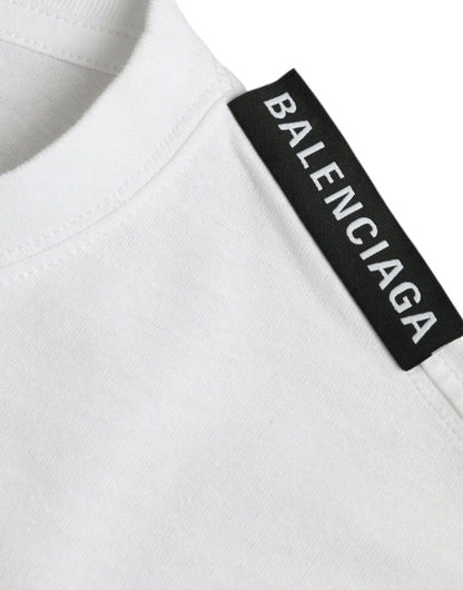 Camiseta Balenciaga de cuello redondo de algodón de color blanquecino