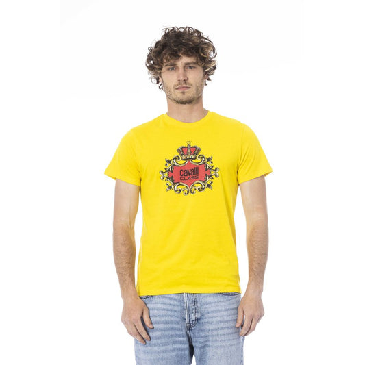 Camiseta de hombre Cavalli Class de algodón amarilla