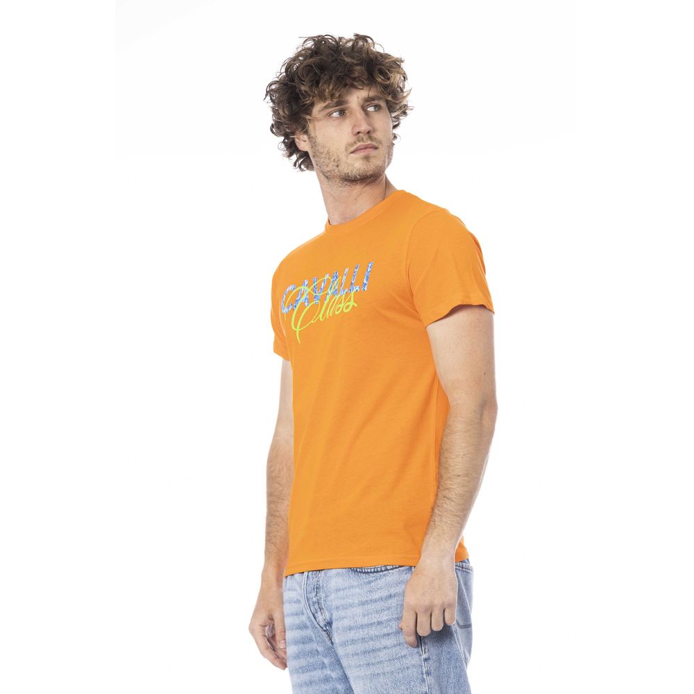 Camiseta de algodón naranja Cavalli Class para hombre