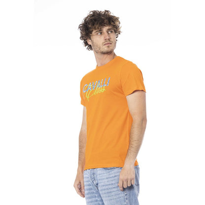 Camiseta de algodón naranja Cavalli Class para hombre