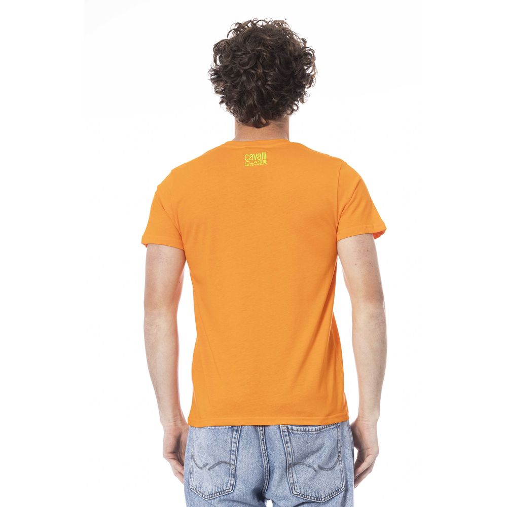Camiseta de algodón naranja Cavalli Class para hombre