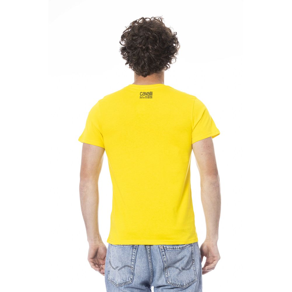 Camiseta de hombre Cavalli Class de algodón amarilla