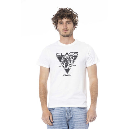 Camiseta de algodón blanco Cavalli Class para hombre