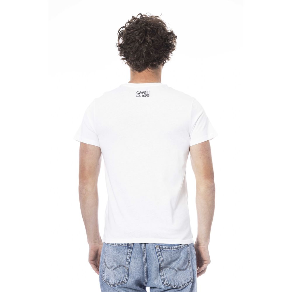 Camiseta de algodón blanco Cavalli Class para hombre