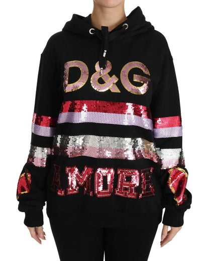 Suéter con capucha y lentejuelas DG de Dolce & Gabbana