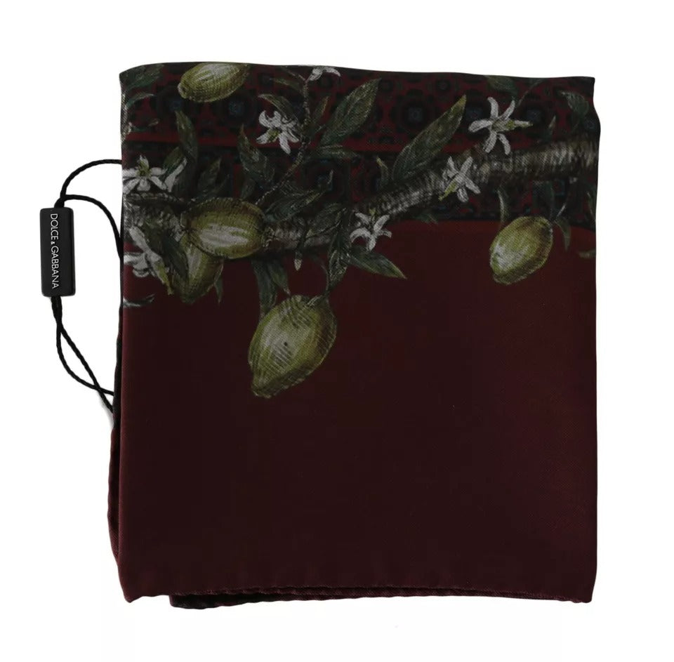 Bufanda de mujer Dolce & Gabbana burdeos 100% seda floral cruzada