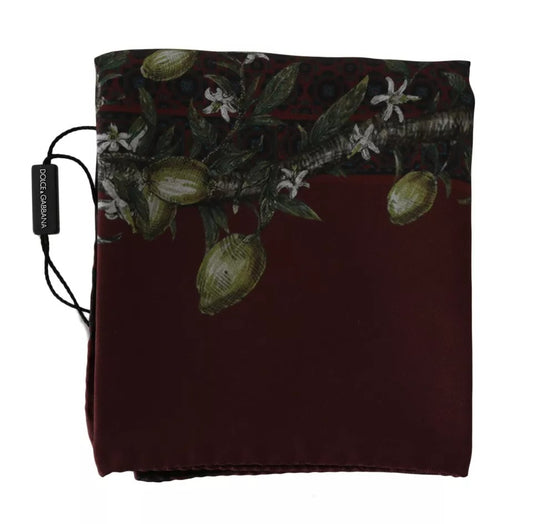 Bufanda de mujer Dolce & Gabbana burdeos 100% seda floral cruzada