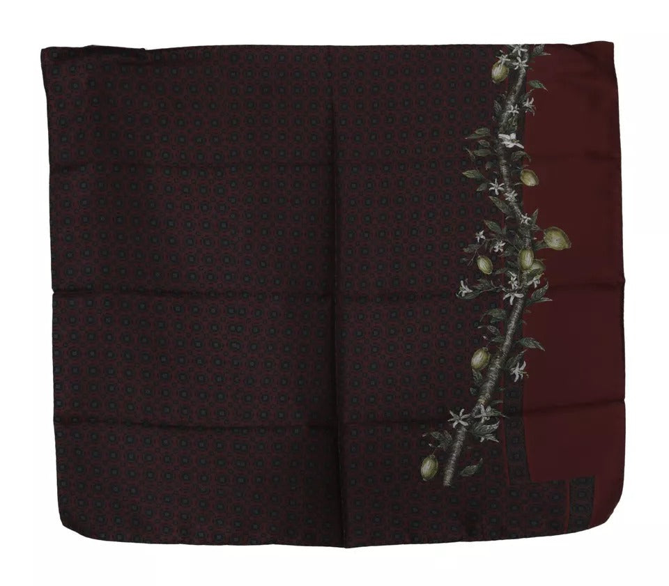 Bufanda de mujer Dolce & Gabbana burdeos 100% seda floral cruzada