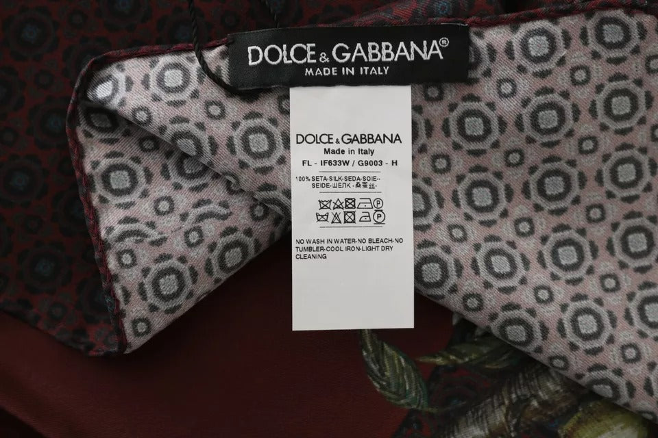 Bufanda de mujer Dolce & Gabbana burdeos 100% seda floral cruzada
