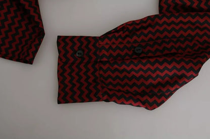 Camisa informal Dolce & Gabbana negra y roja con patrón en zigzag