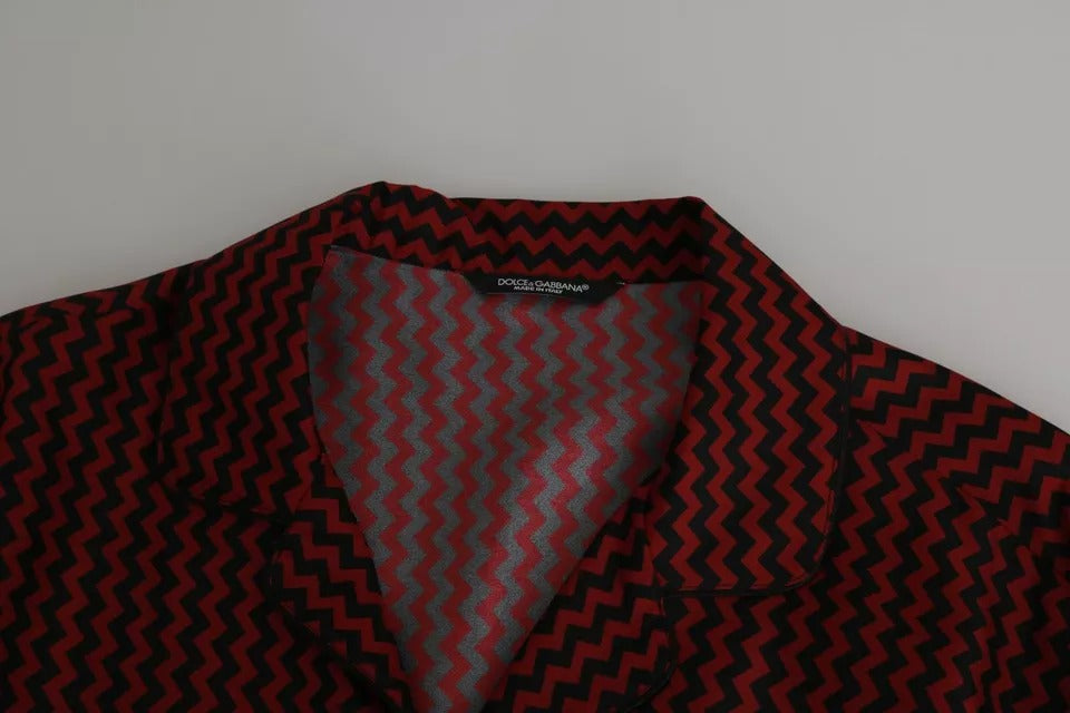 Camisa informal Dolce & Gabbana negra y roja con patrón en zigzag