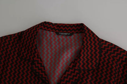 Camisa informal Dolce & Gabbana negra y roja con patrón en zigzag