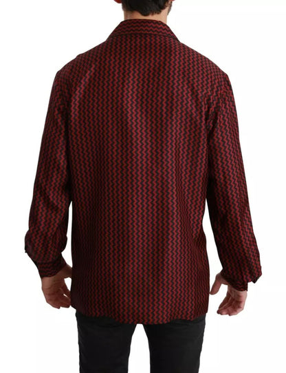 Camisa informal Dolce & Gabbana negra y roja con patrón en zigzag