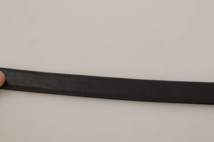 Dolce & Gabbana Cinturón Clásico de Piel Negra con Hebilla de Metal Tono Plateado