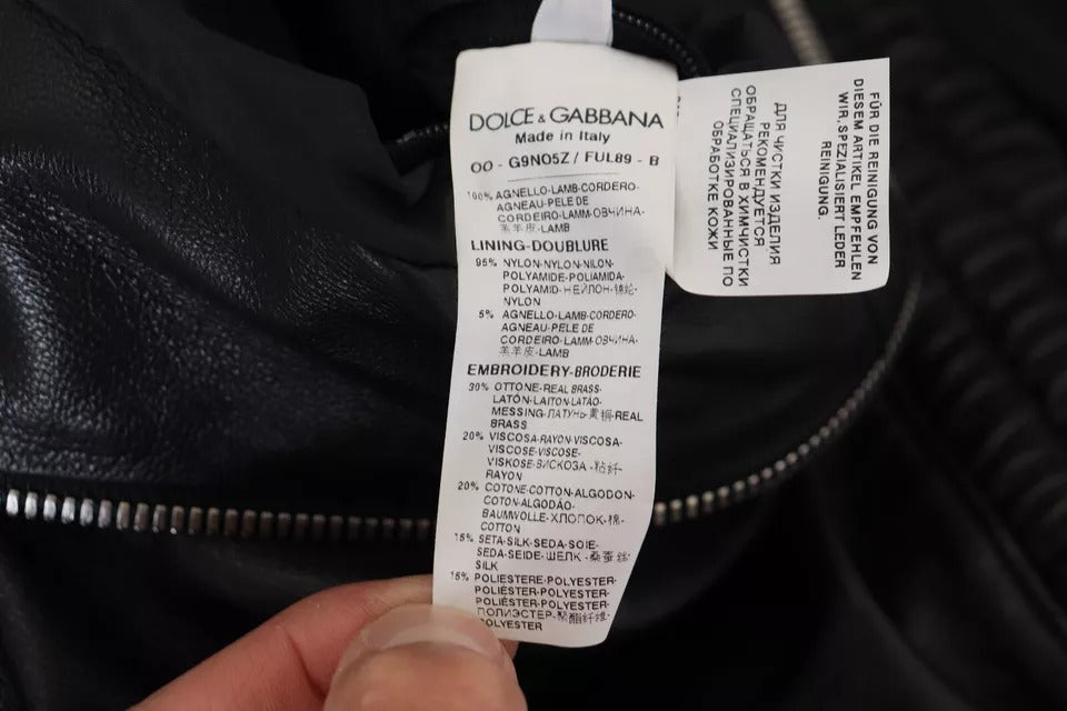 Dolce & Gabbana Chaqueta Blusón con Capucha de Cuero Negro