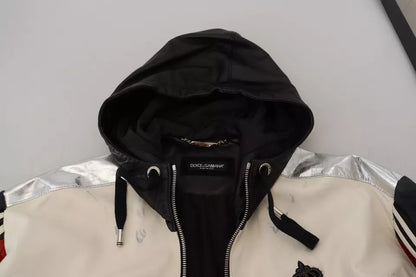 Dolce & Gabbana Chaqueta Blusón con Capucha de Cuero Negro