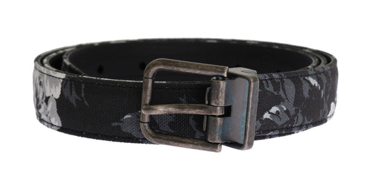 Cinturón Dolce & Gabbana de lino y piel de caimán negro