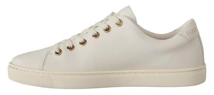Zapatillas Dolce & Gabbana de cuero blanco con corazón dorado y rojo