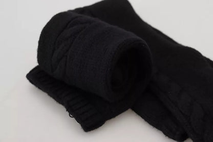 Dolce & Gabbana Calcetas largas para mujer de lana negra de punto