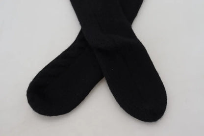 Dolce & Gabbana Calcetas largas para mujer de lana negra de punto