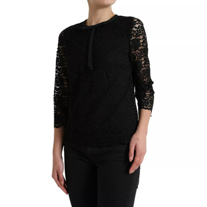 Blusa de encaje floral negra Dolce & Gabbana Camiseta Top del personal