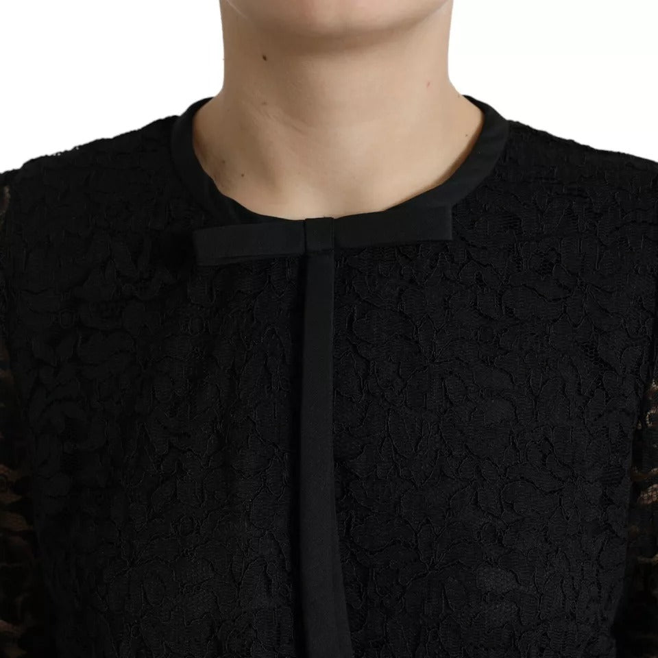 Blusa de encaje floral negra Dolce & Gabbana Camiseta Top del personal