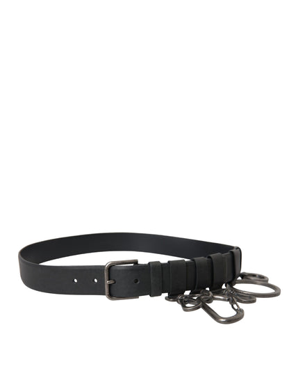 Cinturón Dolce & Gabbana de piel de becerro negra con hebilla de metal plateado